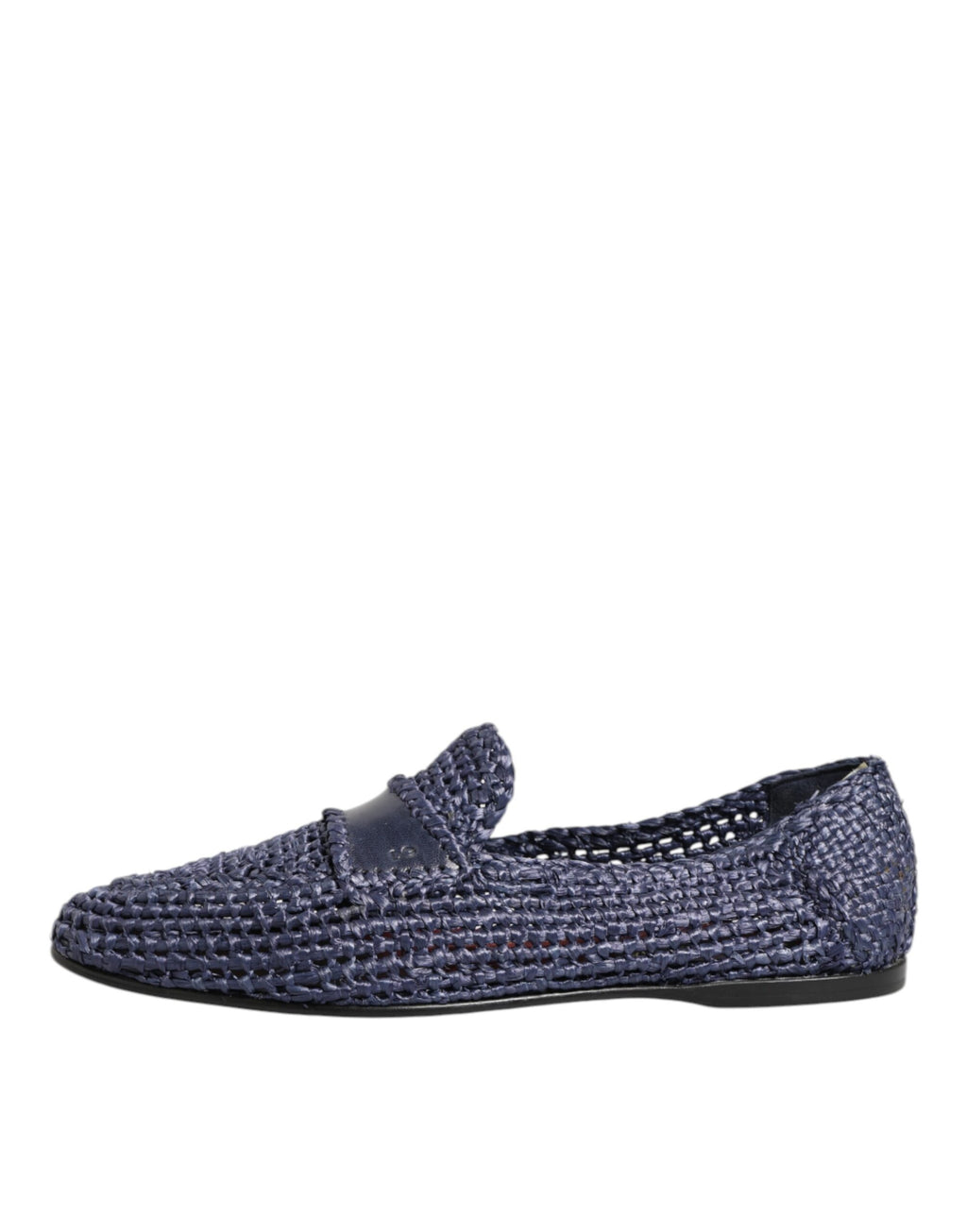 Chaussures mocassins slip-on en cuir tissé bleu de Dolce & Gabbana pour homme, élégantes et confortables.