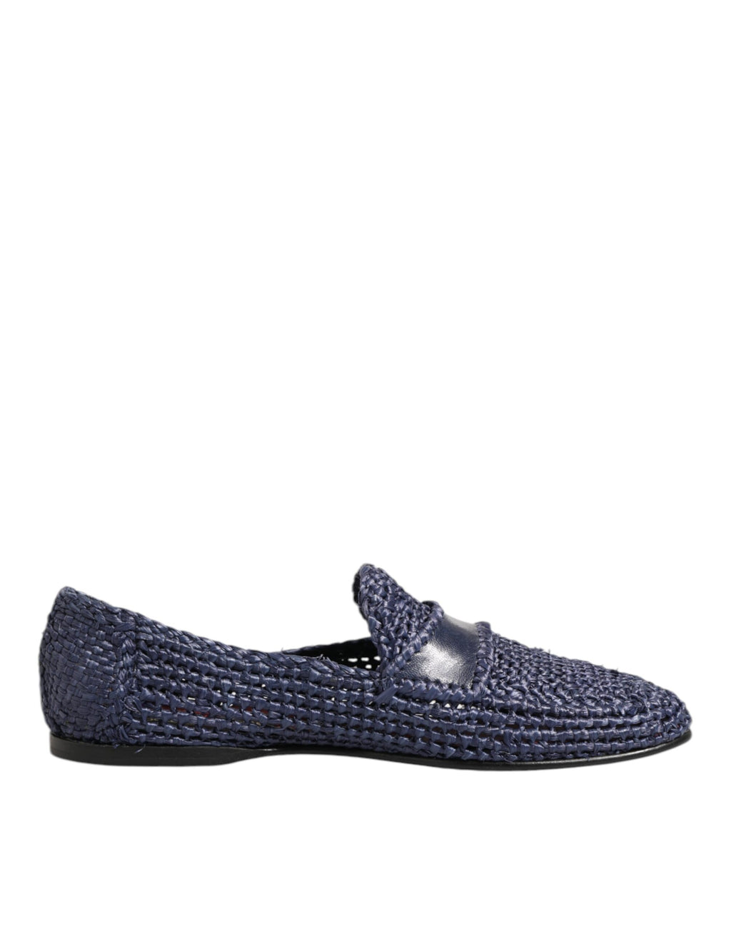 Mocassins en cuir tissé bleu pour hommes de Dolce & Gabbana, chaussures slip-on élégantes et confortables.