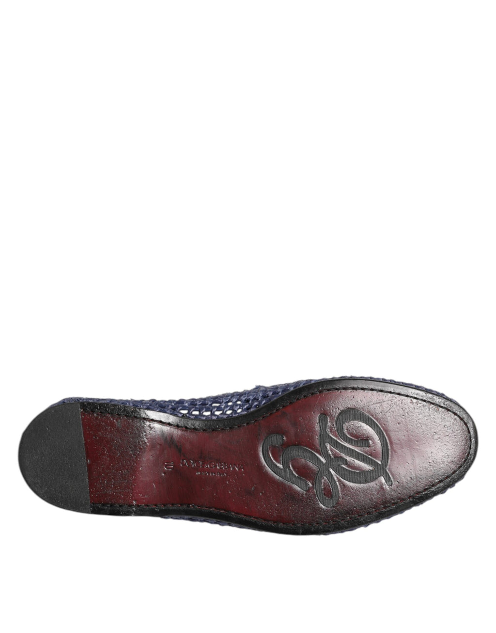 Mocassins pour hommes Dolce & Gabbana en cuir tissé bleu, faciles à enfiler, élégants et confortables.