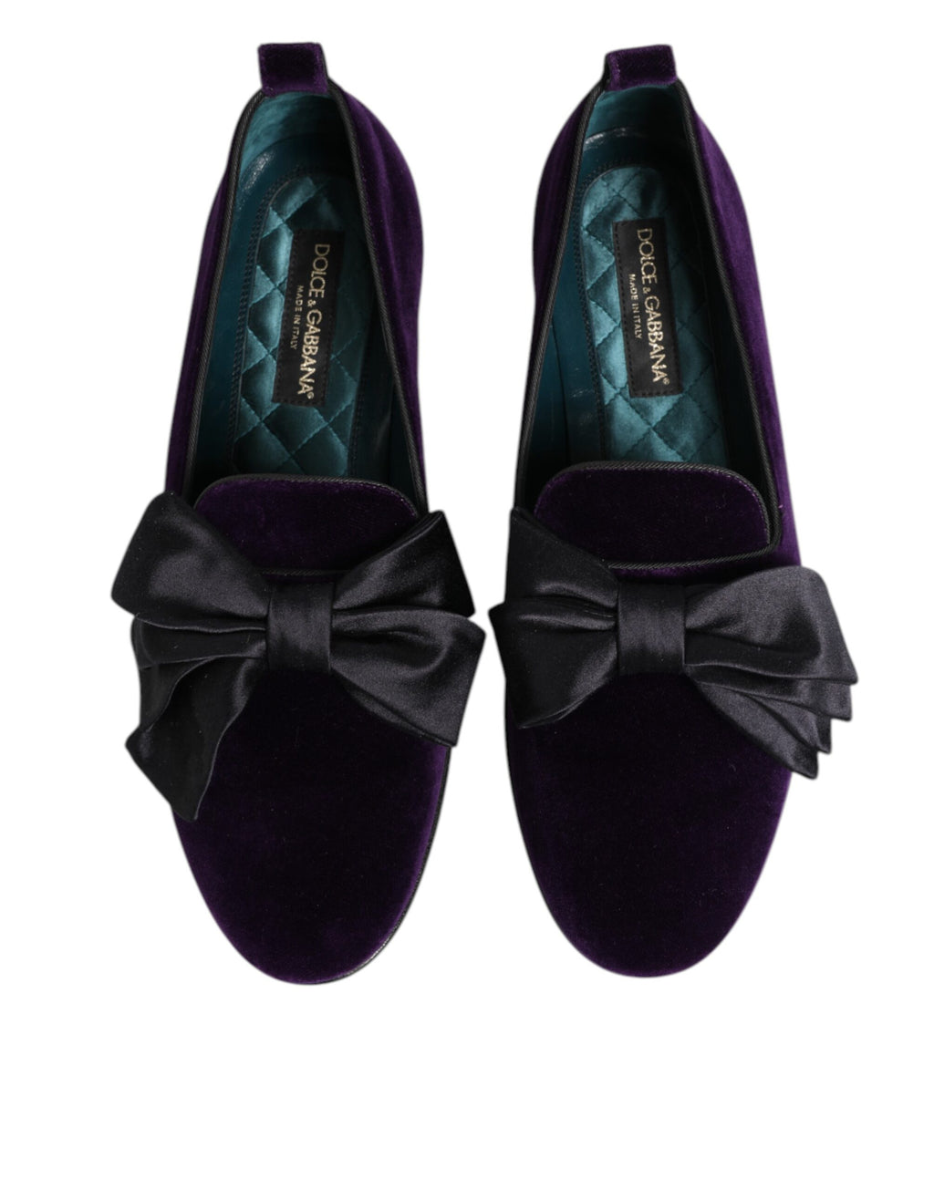 Chaussures mocassins Dolce & Gabbana en velours violet avec nœud en coton, chaussures élégantes à enfiler pour femmes