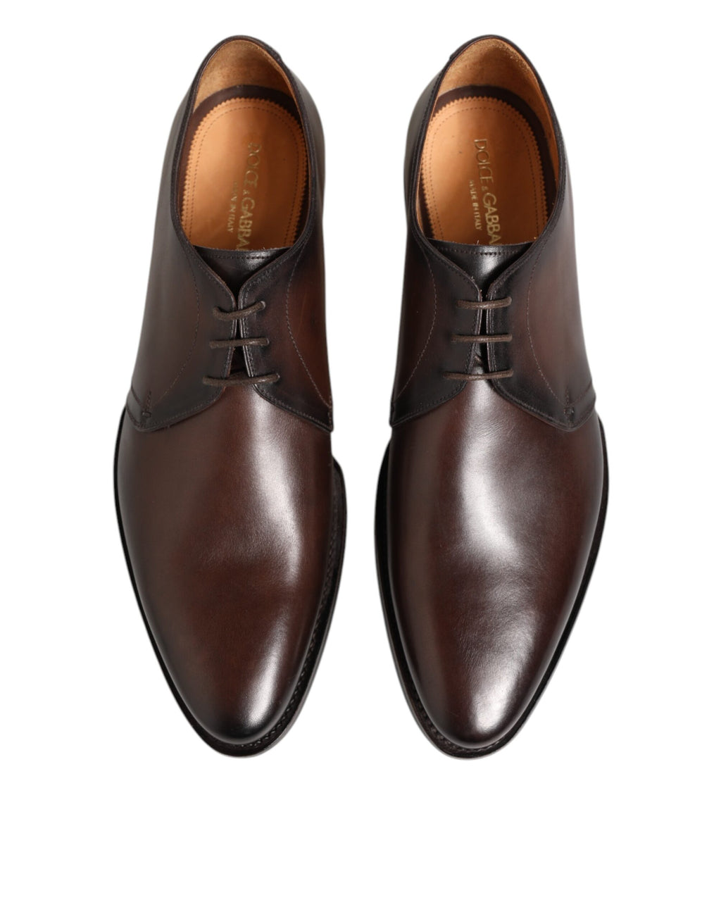 Chaussures Derby en cuir marron Dolce & Gabbana pour homme, chaussures à lacets élégantes et sophistiquées.