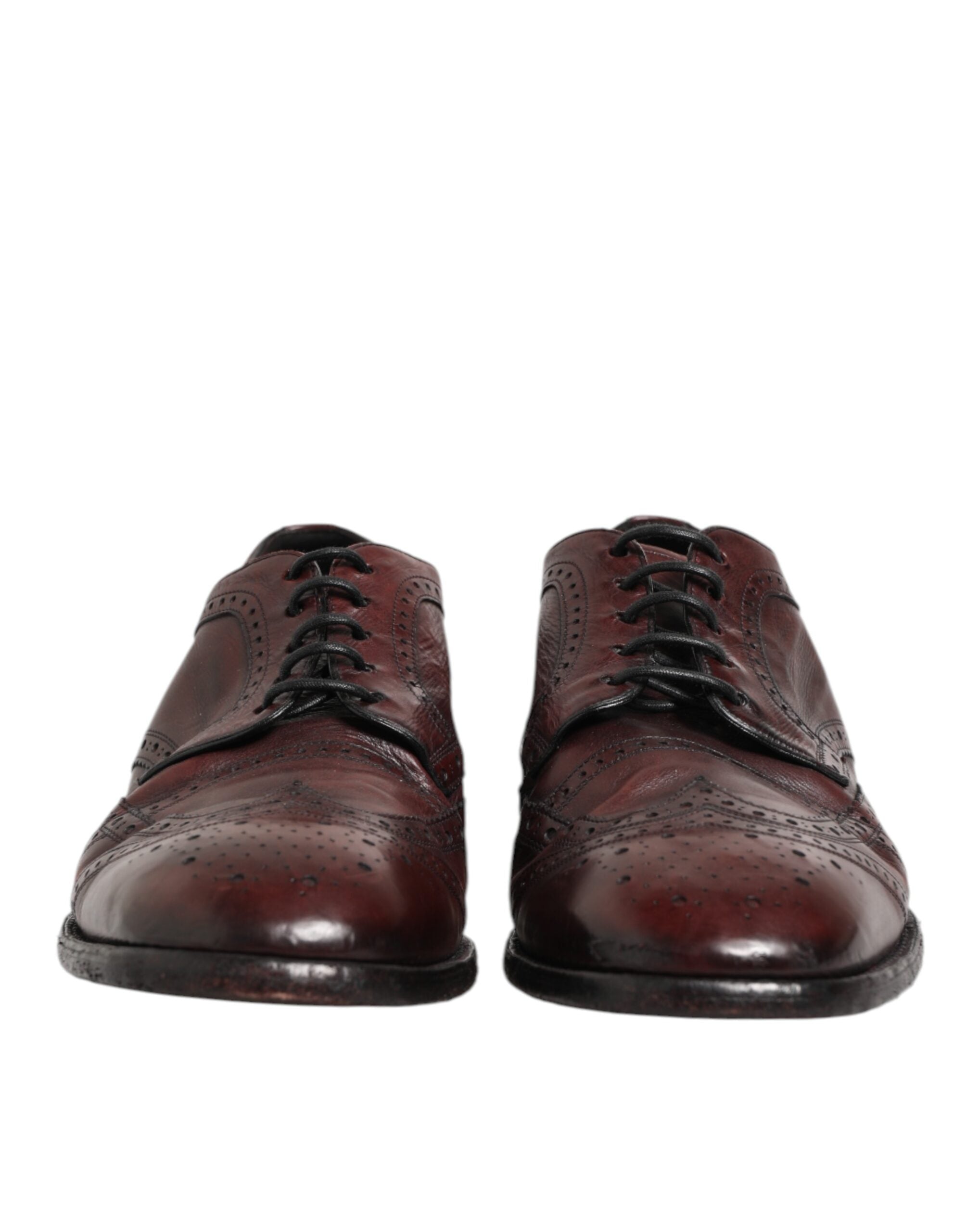 Chaussures Derby en cuir bordeaux Dolce & Gabbana avec lacets, élégantes et sophistiquées pour homme.