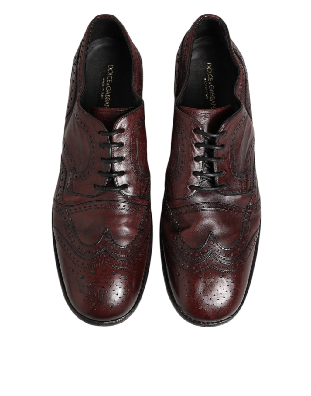 Chaussures derby en cuir bordeaux Dolce & Gabbana avec lacets, élégantes et raffinées pour homme.