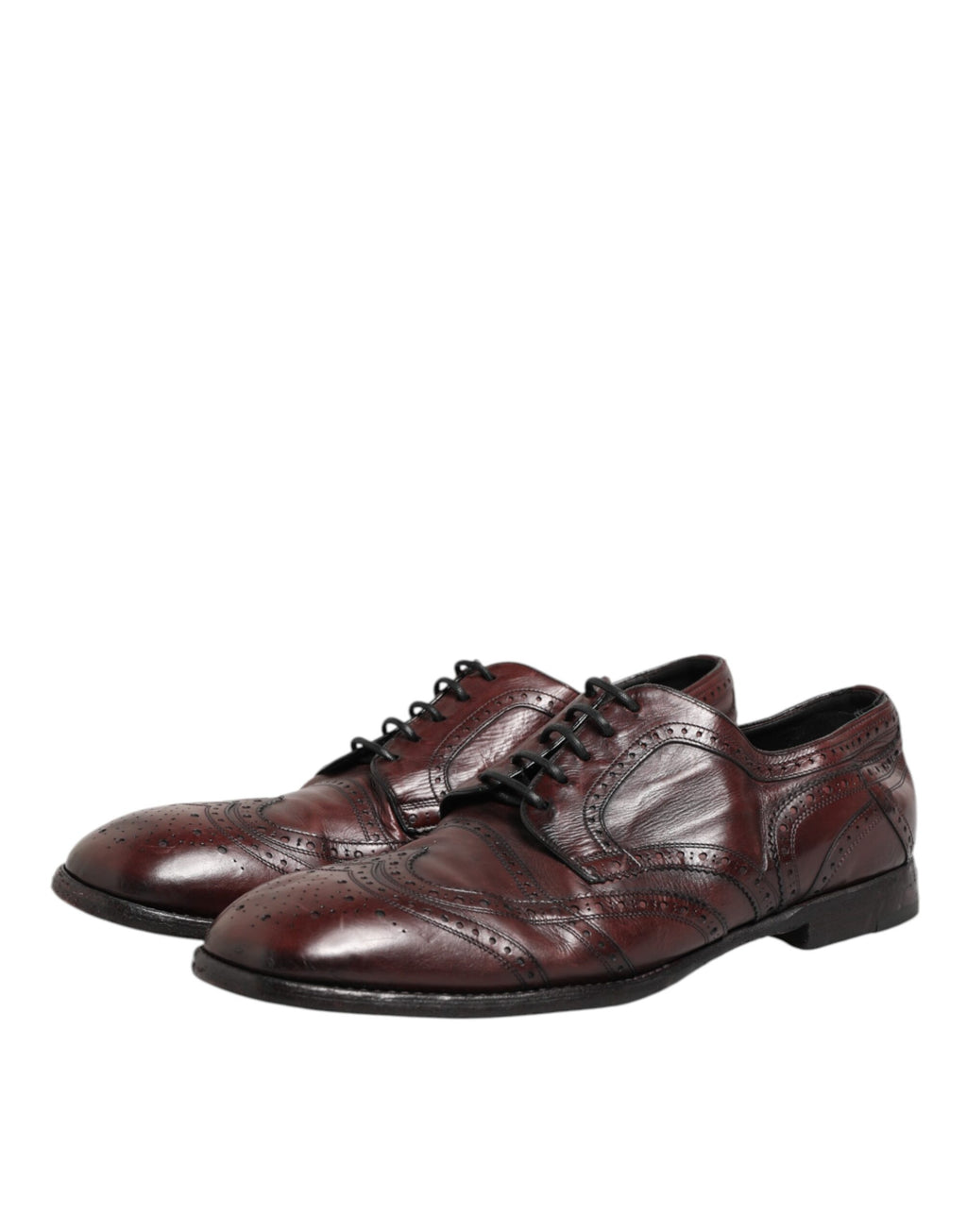 Chaussures derby en cuir Bordeaux de Dolce & Gabbana avec lacets, élégantes et classiques pour homme.