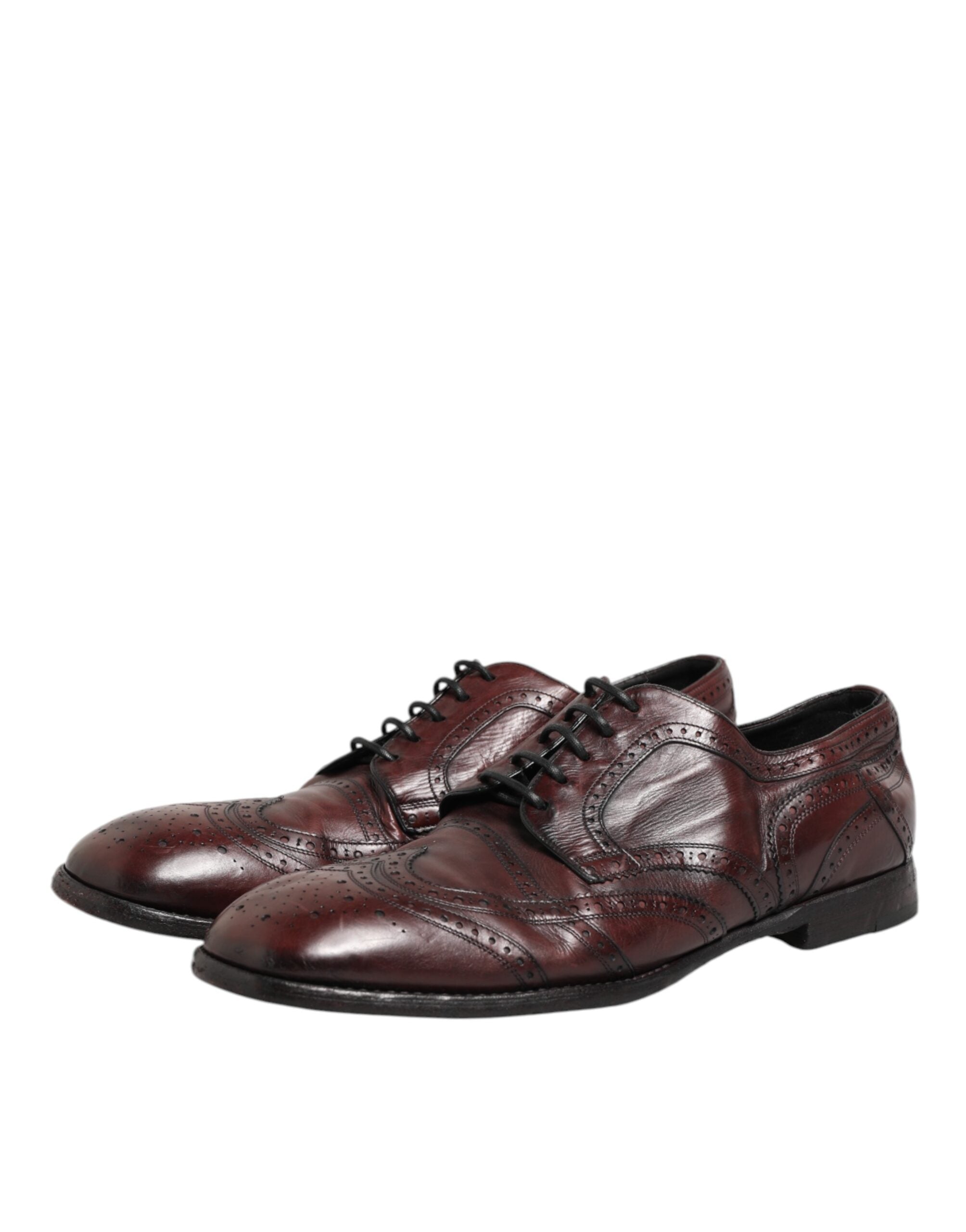 Chaussures derby en cuir Bordeaux de Dolce & Gabbana avec lacets, élégantes et classiques pour homme.