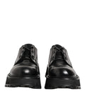 Chaussures derby pour homme en cuir noir Dolce & Gabbana, lacets, style élégant et sophistiqué.
