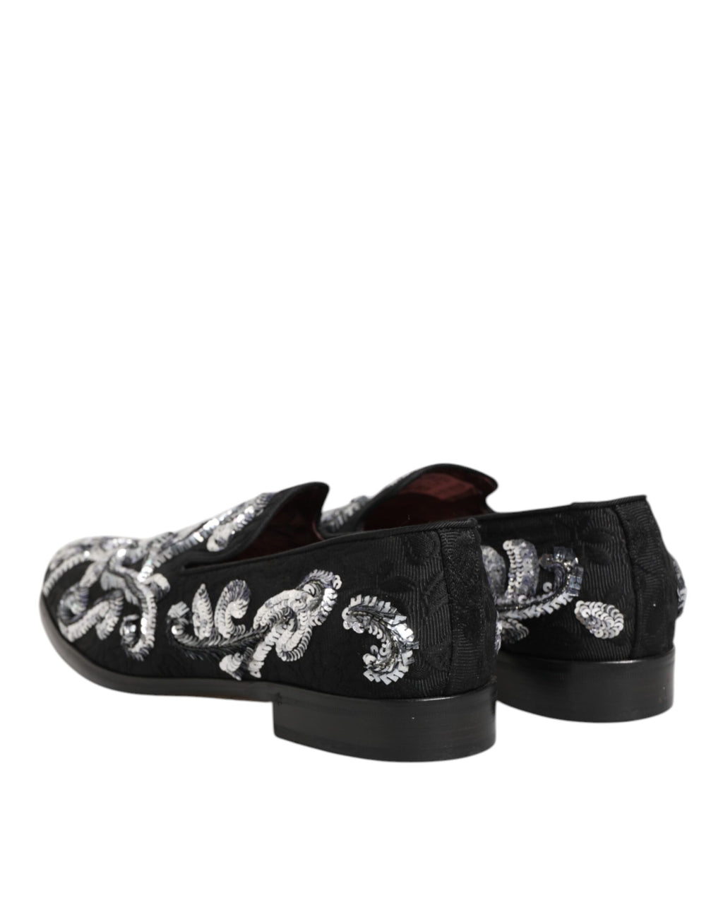 Chaussures Dolce & Gabbana pour hommes, mocassins noirs et argentés à sequins, chaussures de ville élégantes et brillantes