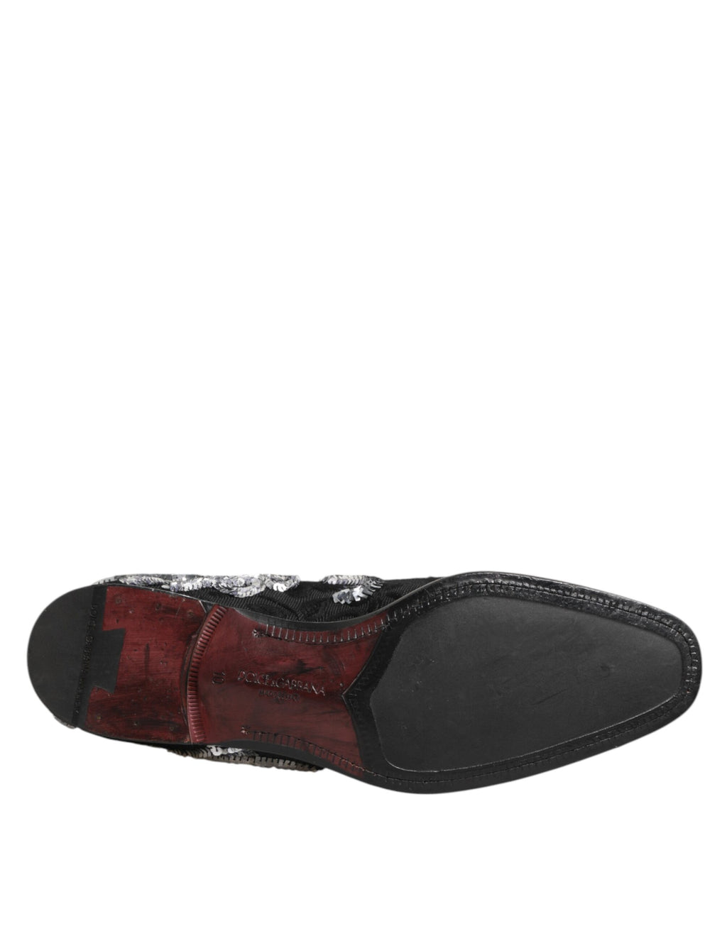 Chaussures Dolce & Gabbana pour homme, mocassins habillés en noir avec sequins argentés, élégantes et sophistiquées.