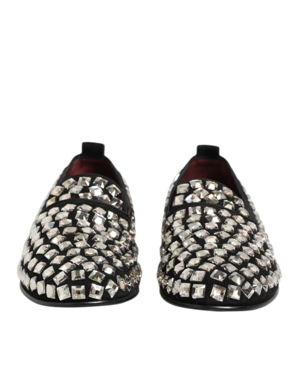 Mocassins pour homme Dolce & Gabbana en suède noir avec cristaux, chaussures habillées élégantes.