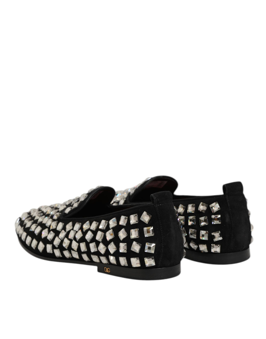Chaussures pour hommes Dolce & Gabbana, mocassins en daim noir avec cristaux, chaussures de ville élégantes