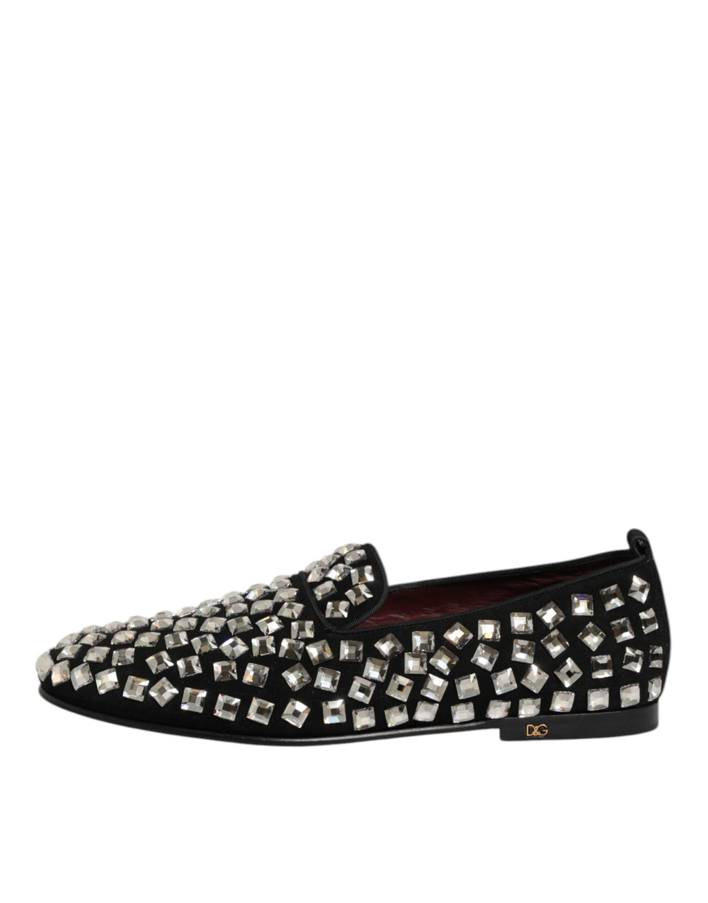 Chaussures Dolce & Gabbana en daim noir avec cristaux pour hommes, loafers élégants pour occasions habillées.