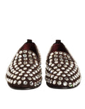 Mocassins en daim bordeaux Dolce & Gabbana avec cristaux, chaussures habillées élégantes et sophistiquées.