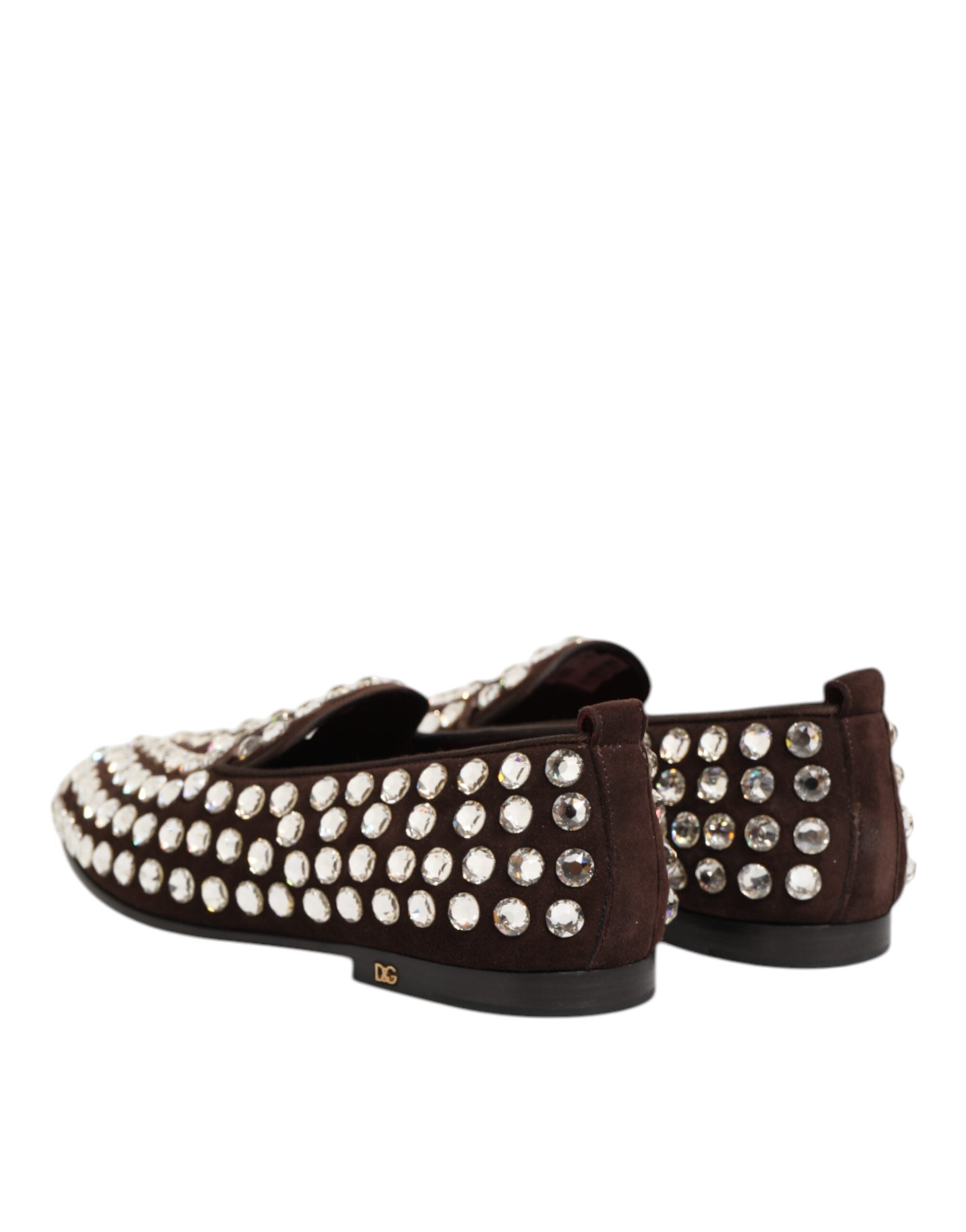 Chaussures Dolce & Gabbana Bordeaux en daim avec cristaux, loafers élégants pour homme ou femme.
