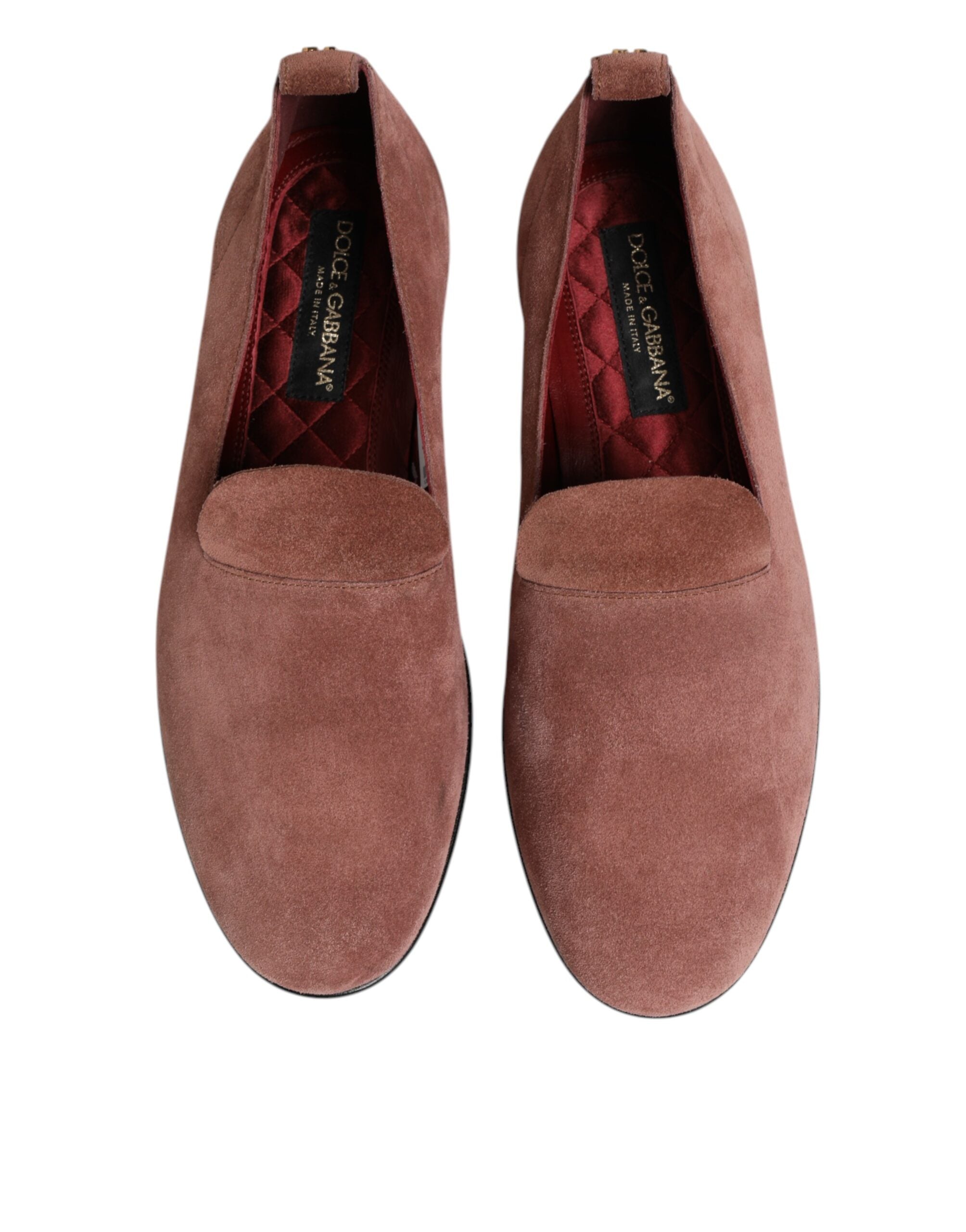 Chaussures pour hommes Dolce & Gabbana en daim rose, mocassins formels élégants pour occasions spéciales.