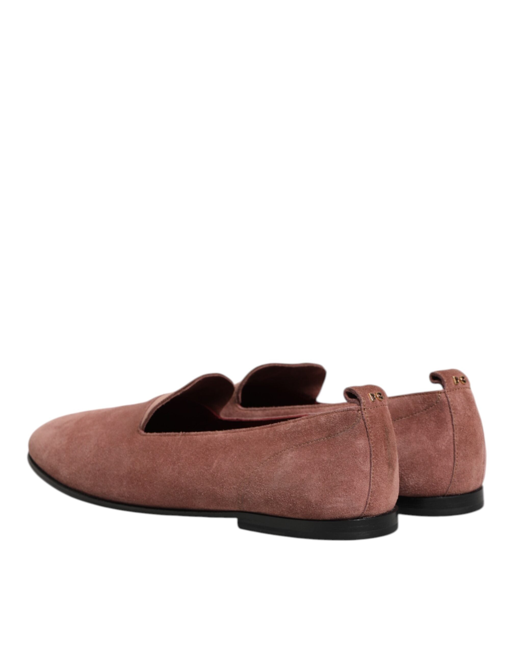 Chaussures homme en daim rose Dolce & Gabbana, mocassins formels élégants pour occasions habillées.