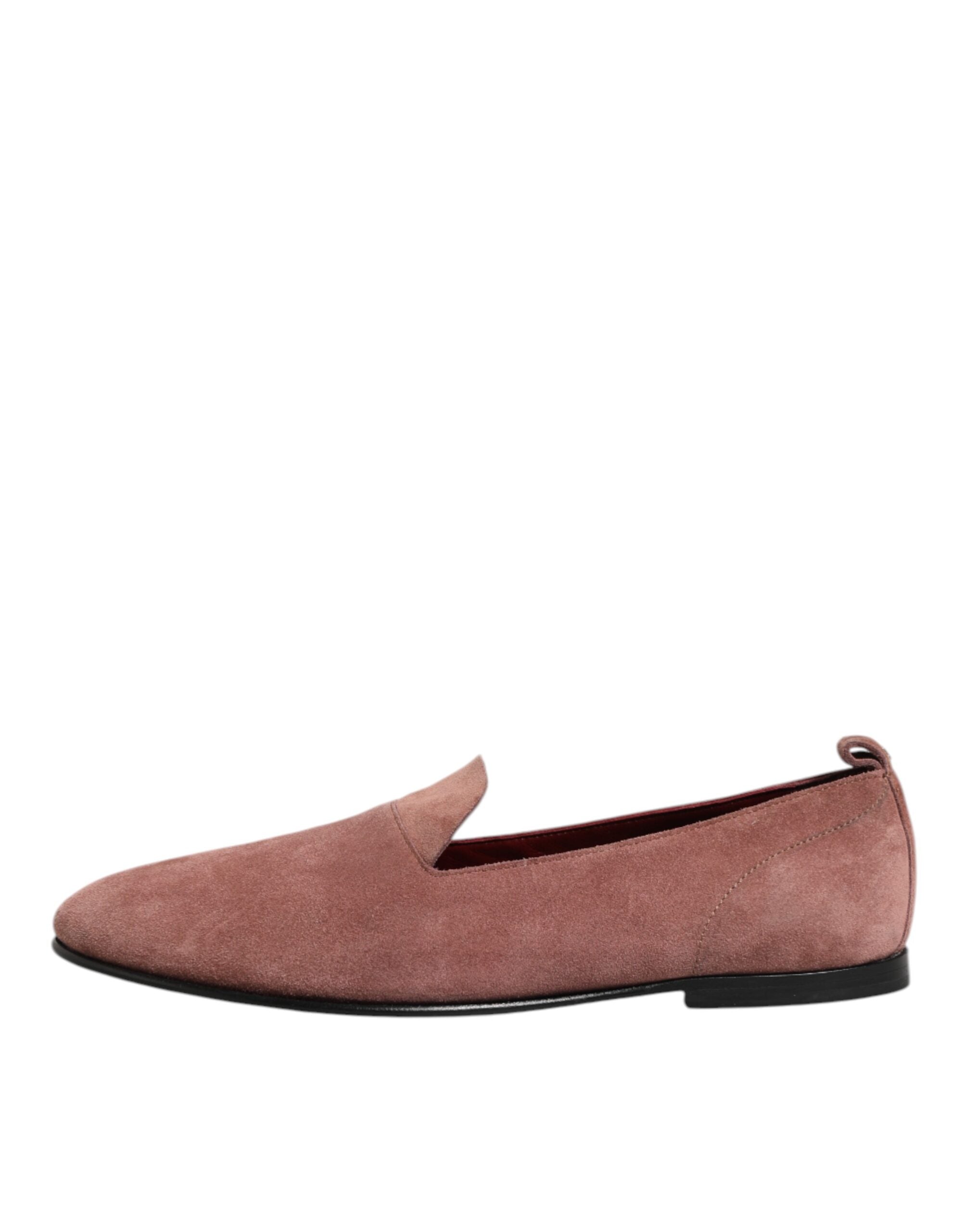 Mocassins en daim rose Dolce & Gabbana pour homme, chaussures de ville formelles élégantes et sophistiquées.