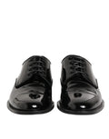 Chaussures derby en cuir noir Dolce & Gabbana avec lacets, chaussures formelles élégantes pour homme.