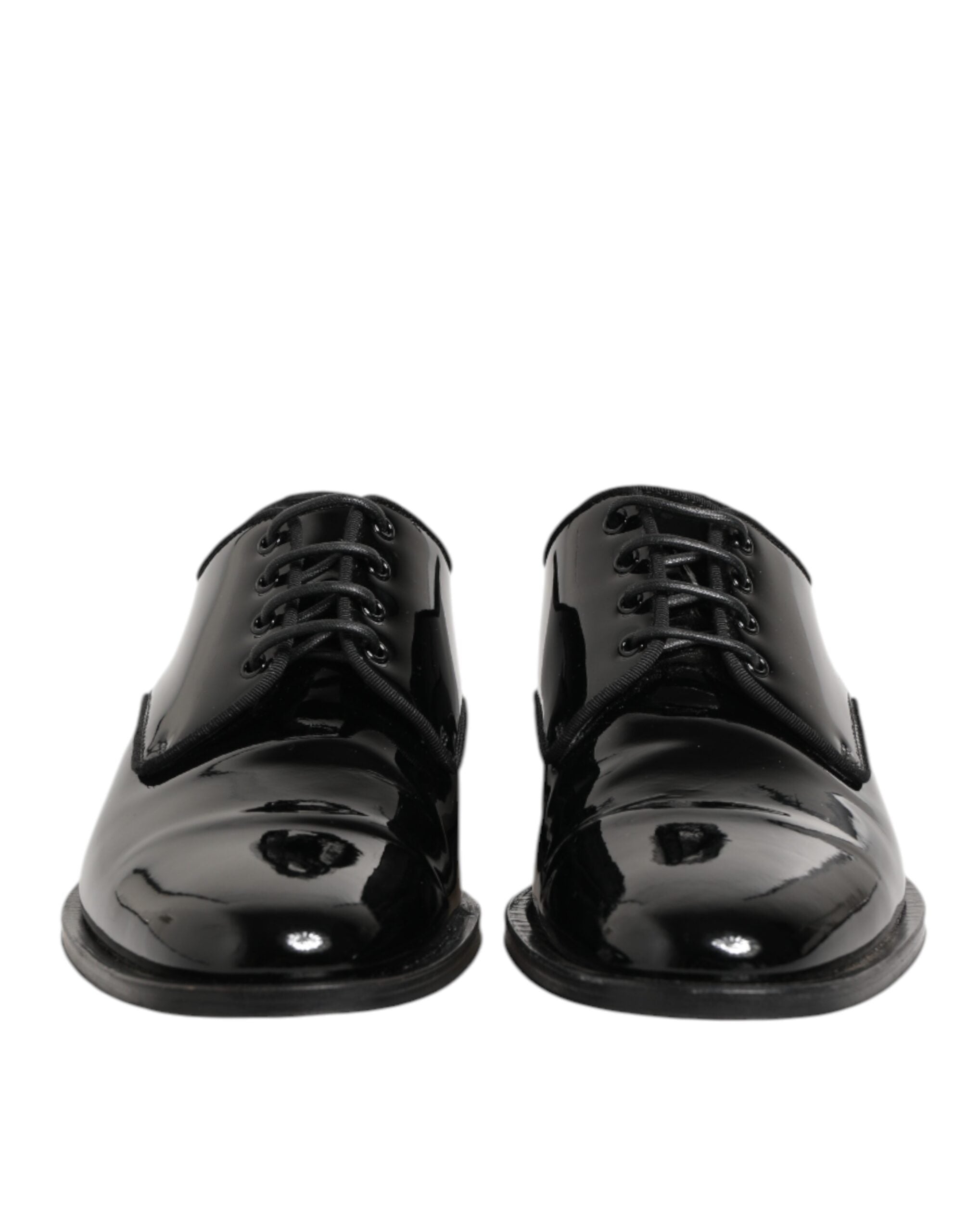 Chaussures derby en cuir noir Dolce & Gabbana avec lacets, chaussures formelles élégantes pour homme.