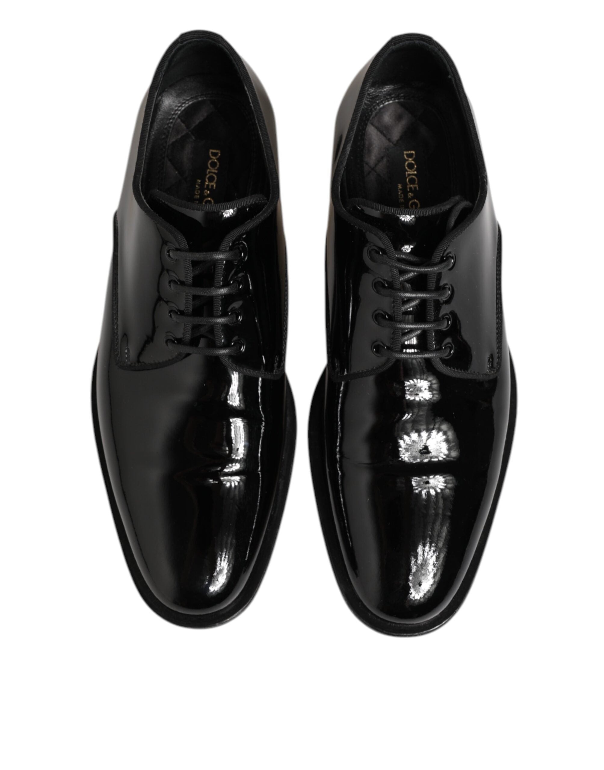 Chaussures Derby formelles en cuir noir Dolce & Gabbana avec lacets, élégantes et sophistiquées pour homme.