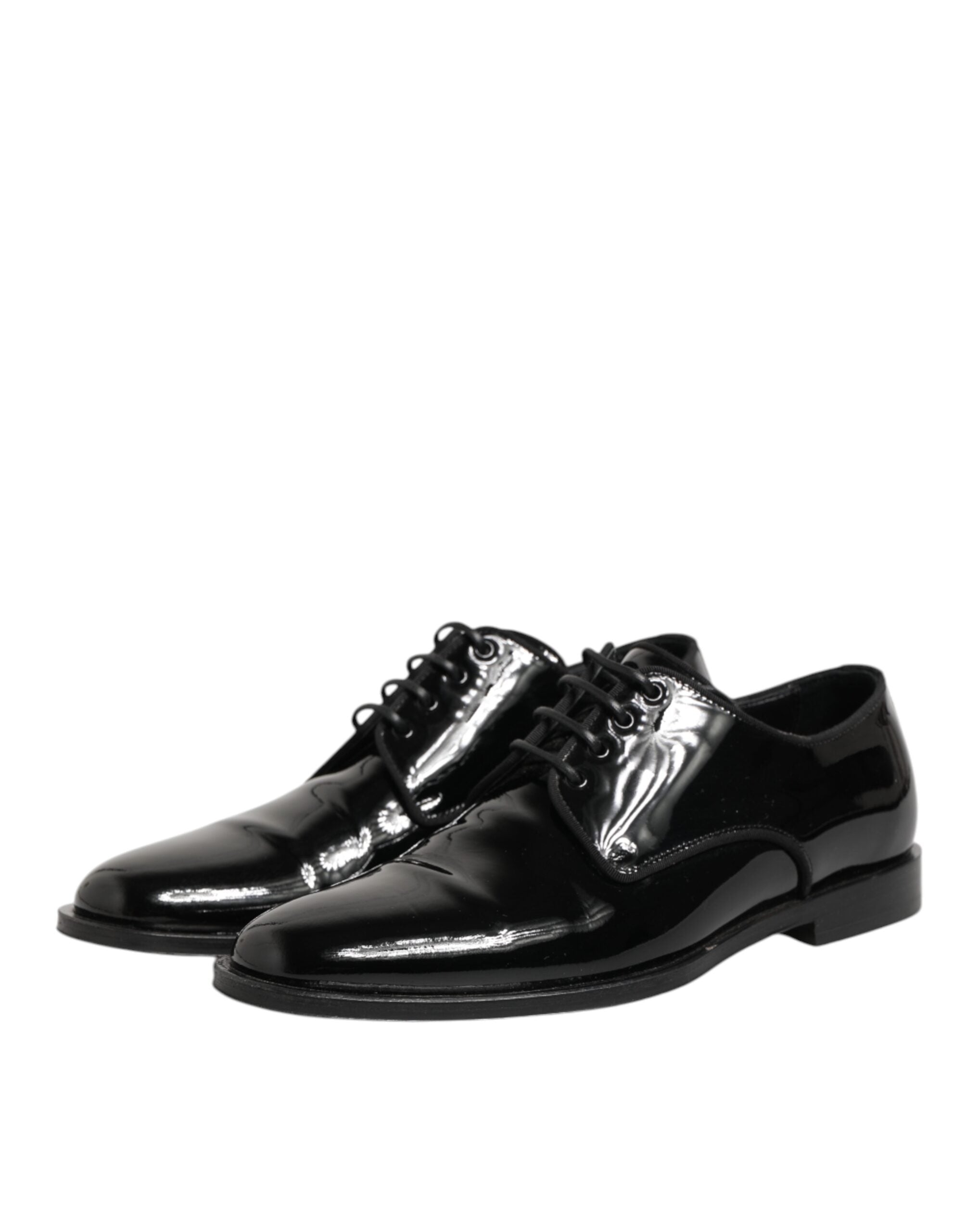 Chaussures Derby noires en cuir de Dolce & Gabbana avec lacets, chaussures formelles élégantes pour homme.