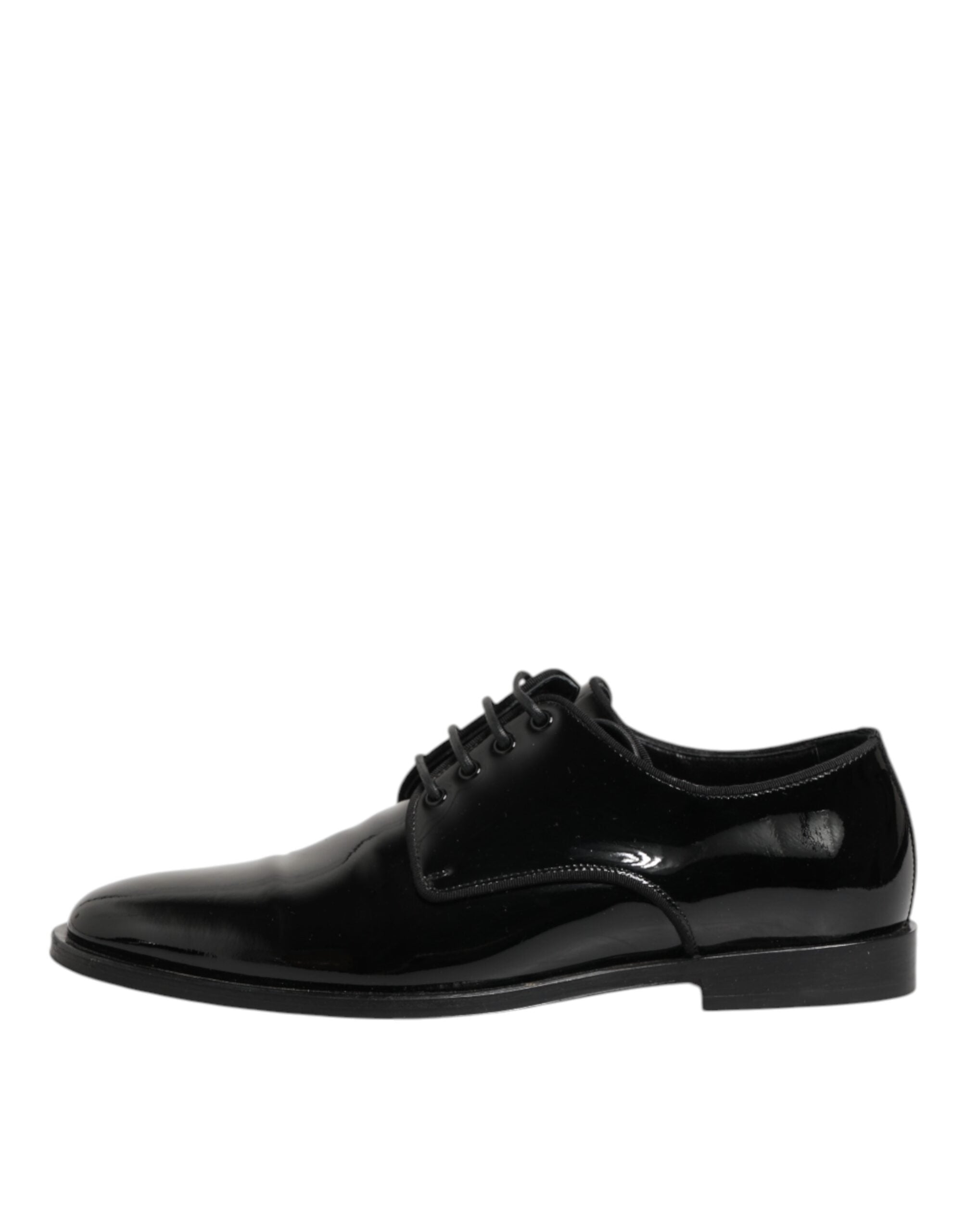 Chaussures Derby noires en cuir de luxe de Dolce & Gabbana, lacets et design élégant pour occasions formelles.