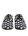 Chaussures Derby Dolce & Gabbana noires et blanches avec sequins et lacets, élégantes et raffinées.