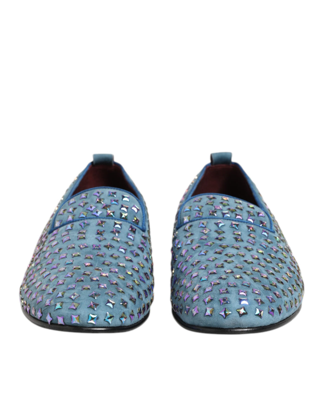 Chaussures homme loafers Dolce & Gabbana en daim bleu avec studs, élégantes et modernes.
