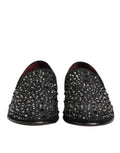 Chaussures mocassins en daim noir Dolce & Gabbana avec embellissements en cristal, élégants et sophistiqués.