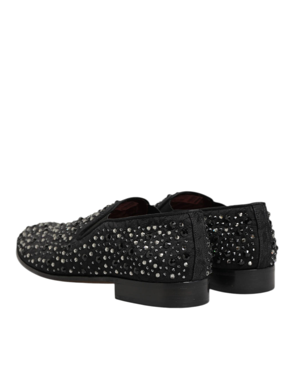 Chaussures mocassins en daim noir Dolce & Gabbana avec embellissements en cristal, élégantes et sophistiquées pour homme.