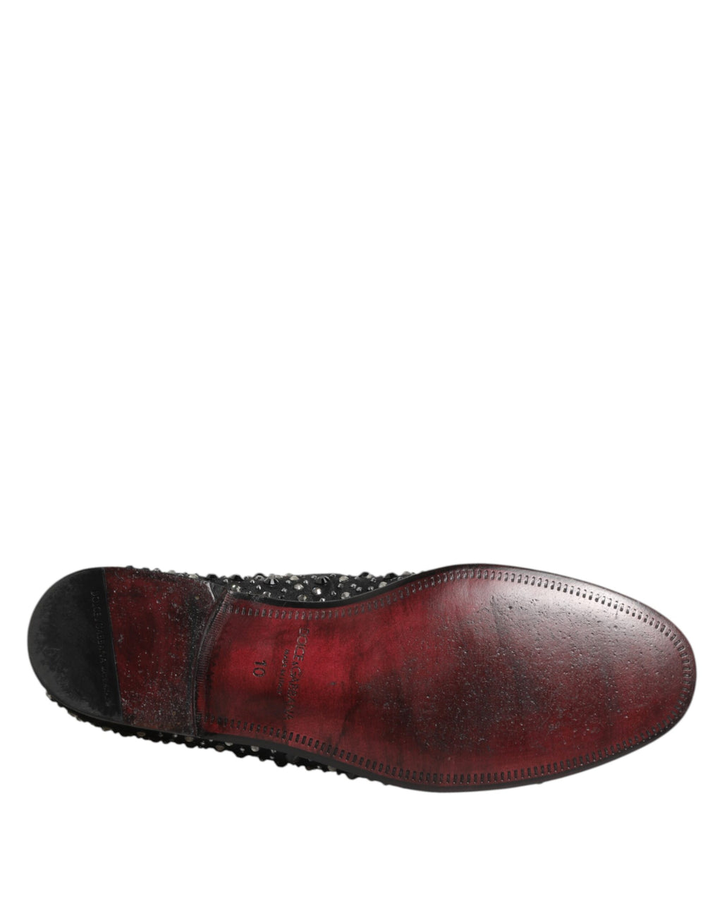 Chaussures loafers en daim noir Dolce & Gabbana avec cristaux brillants et détails élégants.