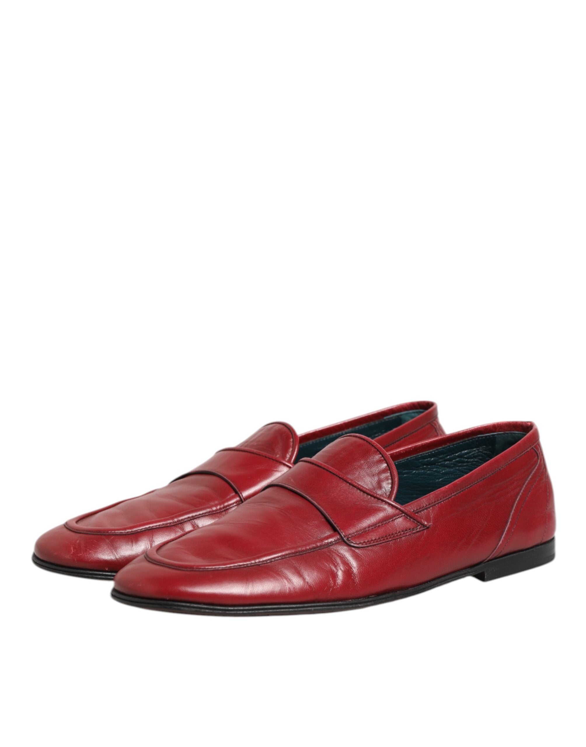 Chaussures Derby en cuir rouge Dolce & Gabbana pour homme, mocassins slip-on élégants et confortables.