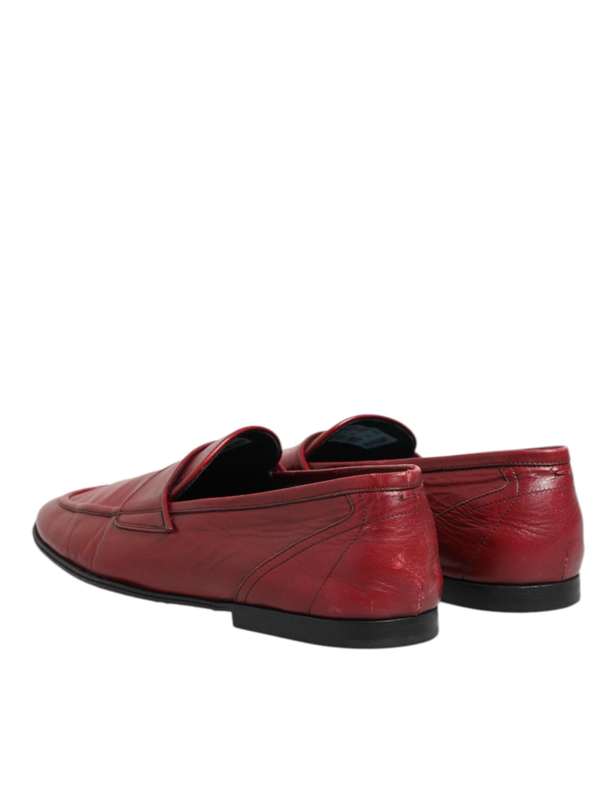 Chaussures mocassins en cuir rouge Dolce & Gabbana pour homme, style slip-on, chaussures élégantes en cuir.