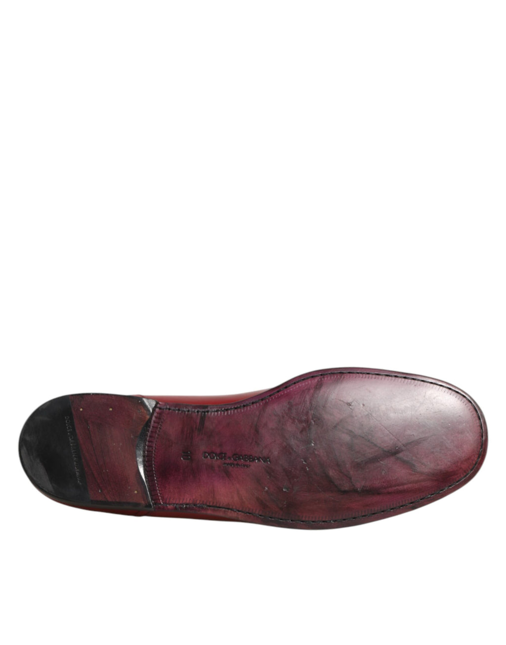 Chaussures hommes Dolce & Gabbana en cuir rouge, mocassins slip-on élégants et confortables.