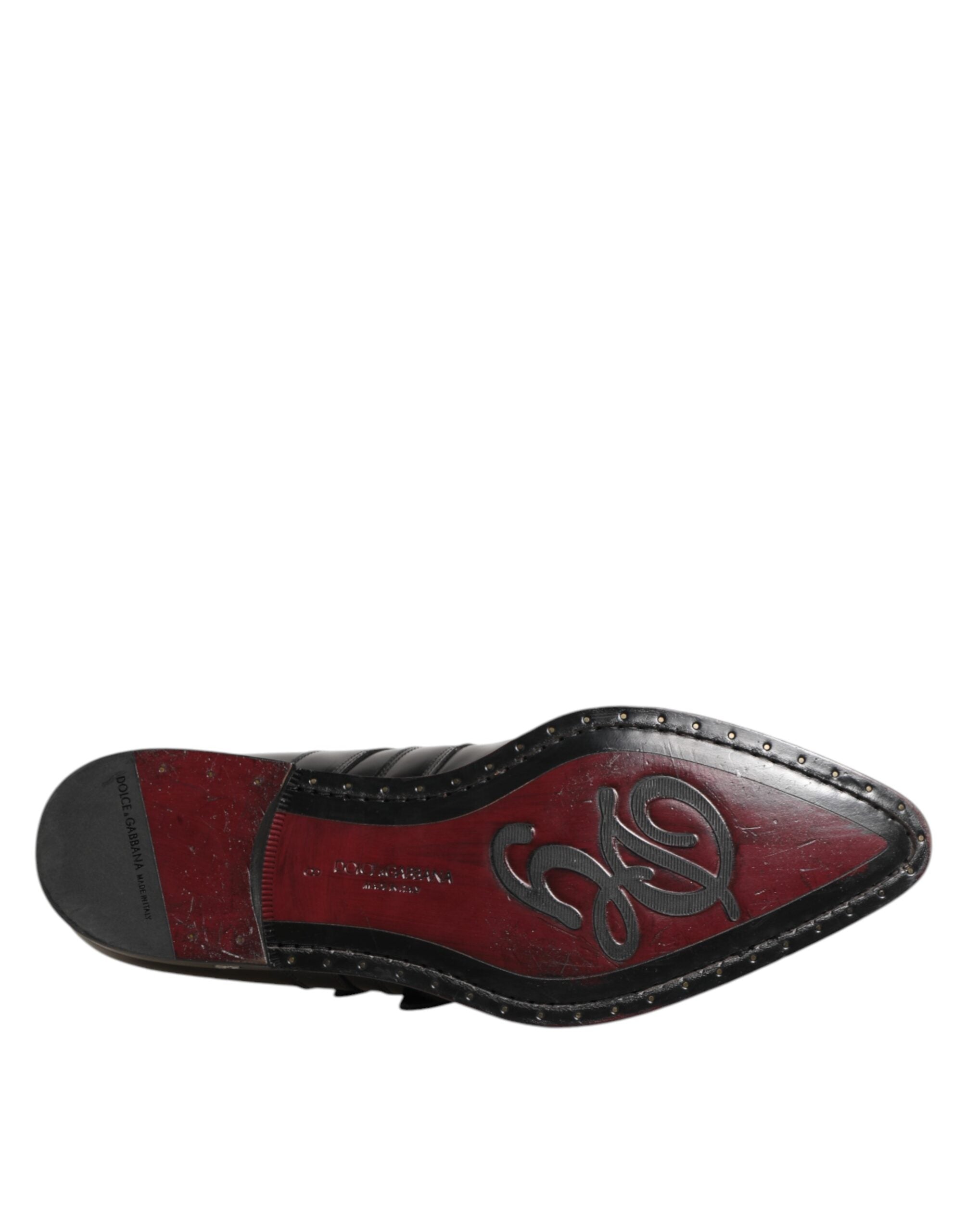 Chaussures monkstrap noires et bleues Dolce & Gabbana avec embellissements, chaussures élégantes pour homme.