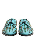 Chaussures Derby pour homme Dolce & Gabbana en turquoise avec embellissements en cristal, élégantes et sophistiquées.