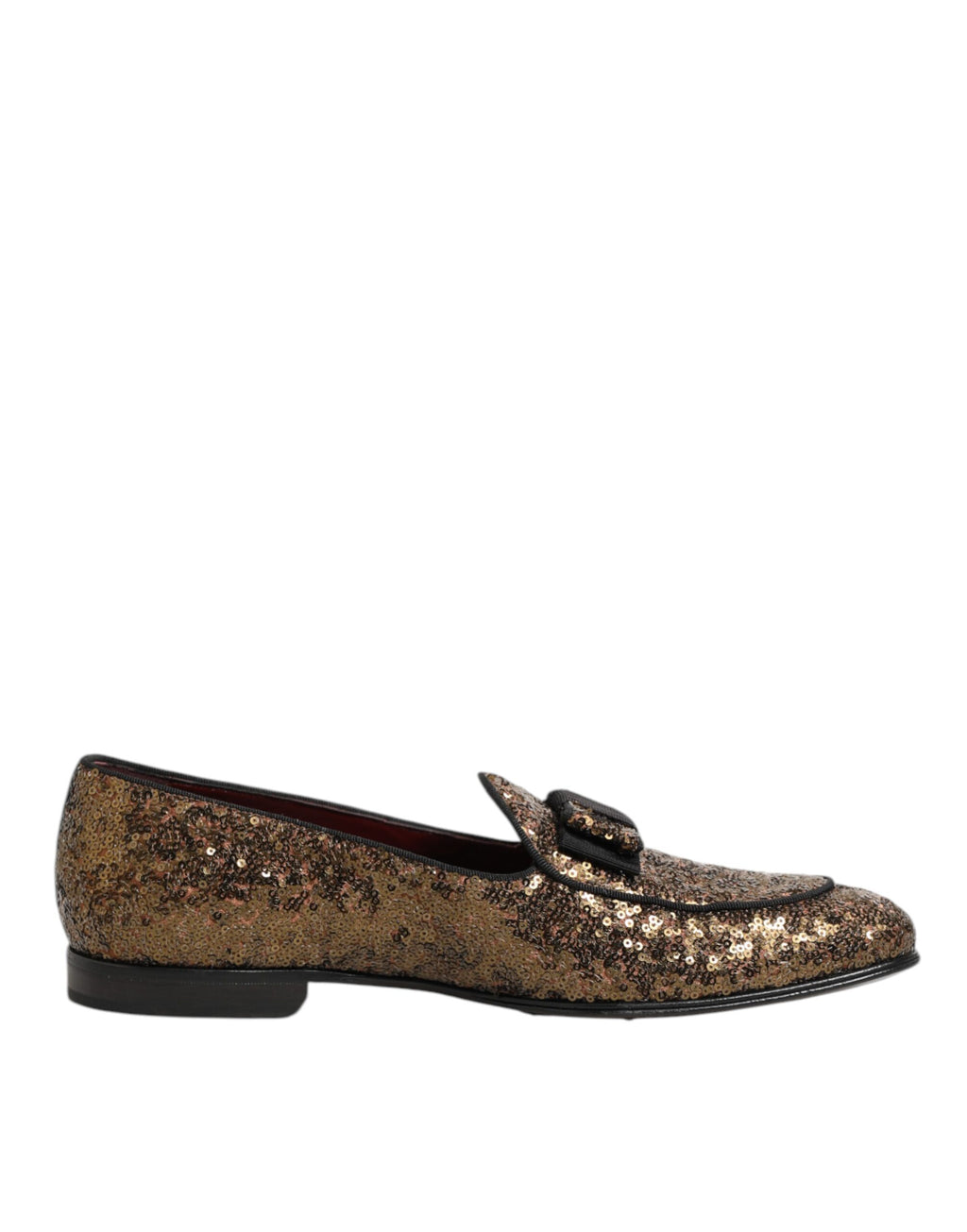 Mocassins homme Dolce & Gabbana à sequins dorés, chaussons élégants sans lacets, chaussures de ville sophistiquées.