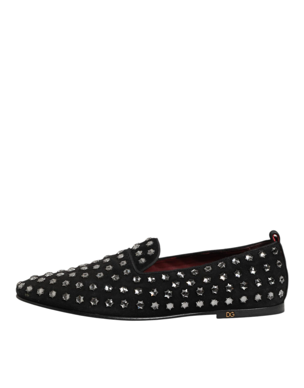 Chaussures Dolce & Gabbana mocassins noirs ornés de cristaux brillants et détails élégants pour femme.