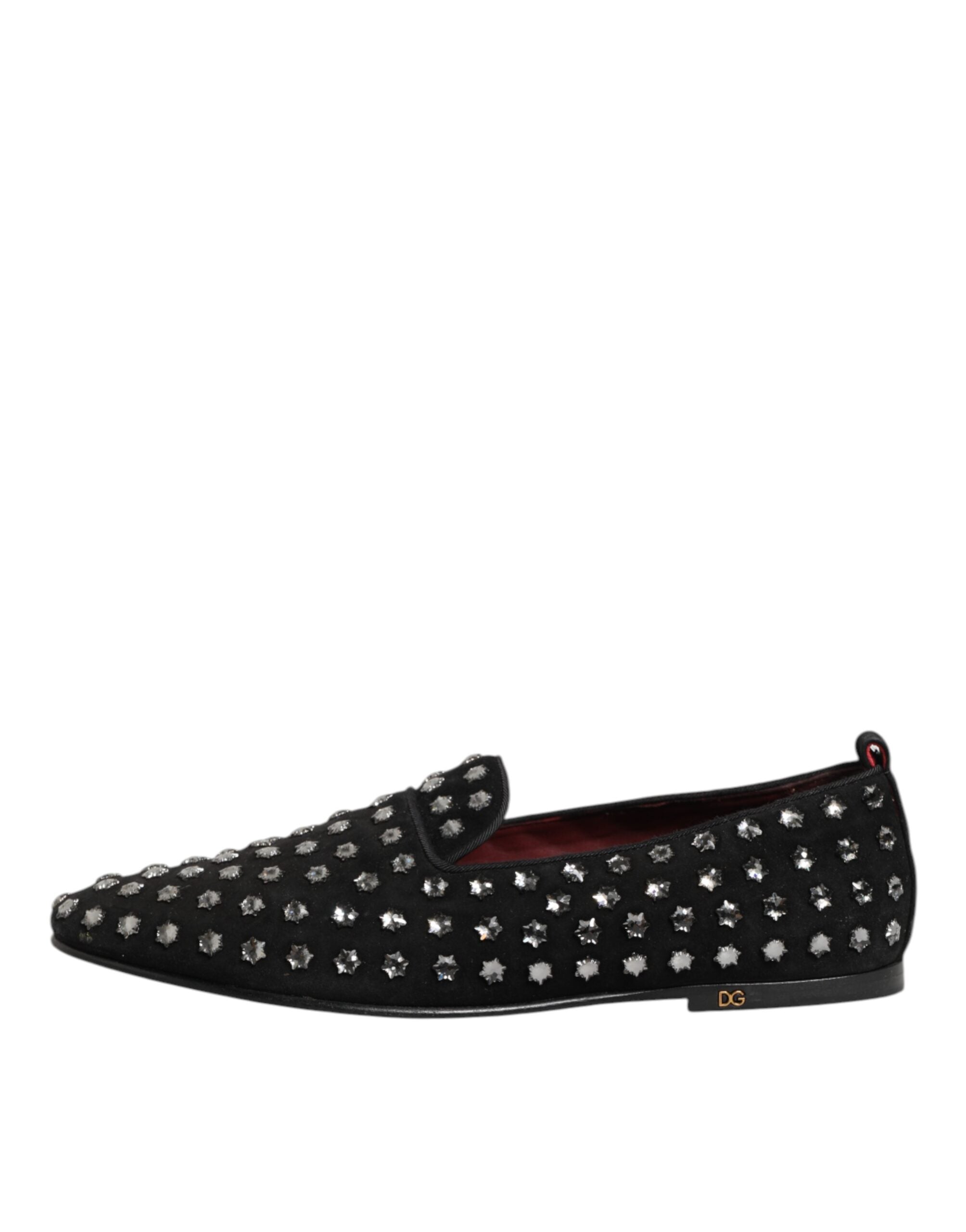Chaussures Dolce & Gabbana mocassins noirs ornés de cristaux brillants et détails élégants pour femme.