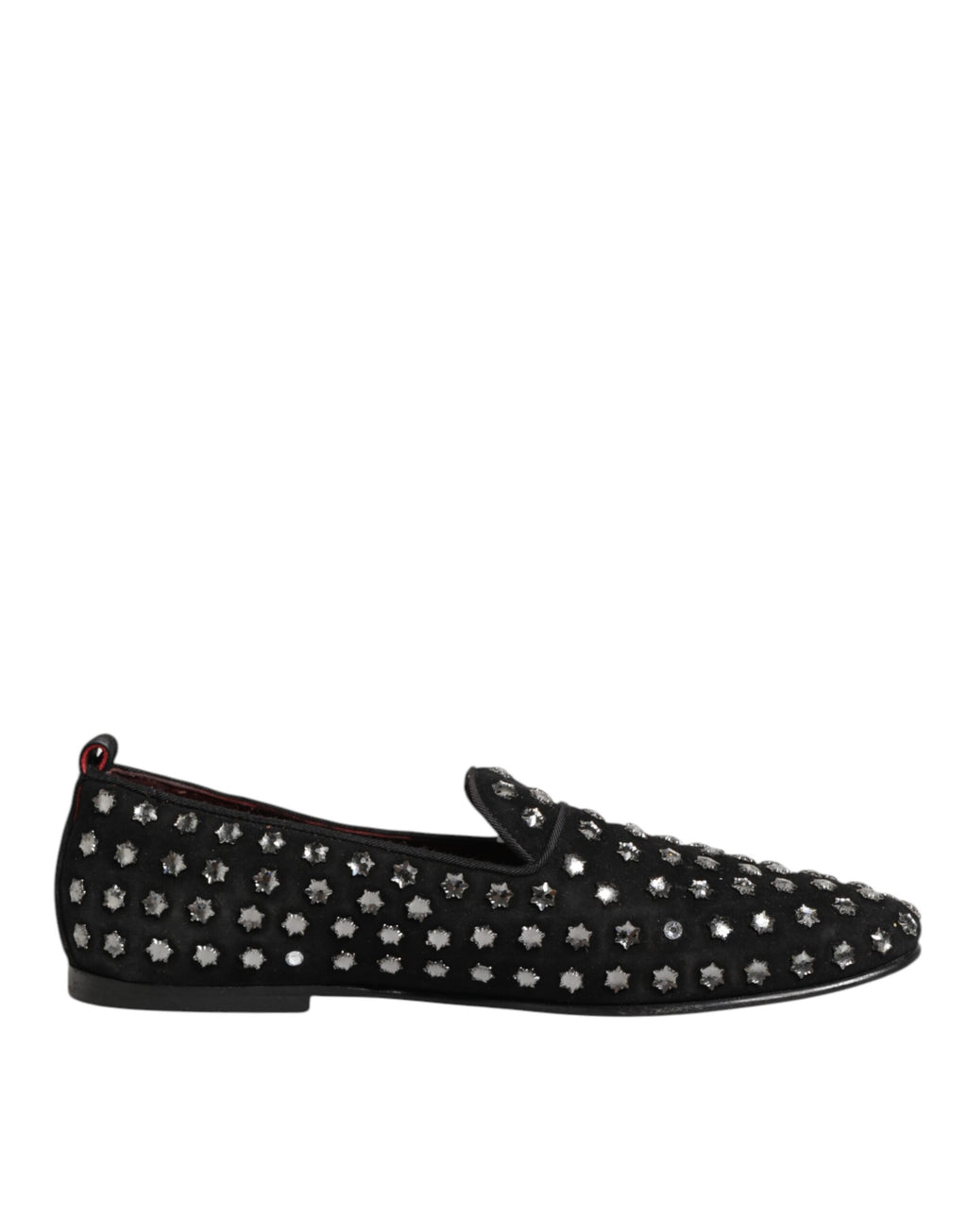 Mocassins noirs Dolce & Gabbana en cuir, ornés de cristaux brillants, chaussures habillées élégantes pour femme