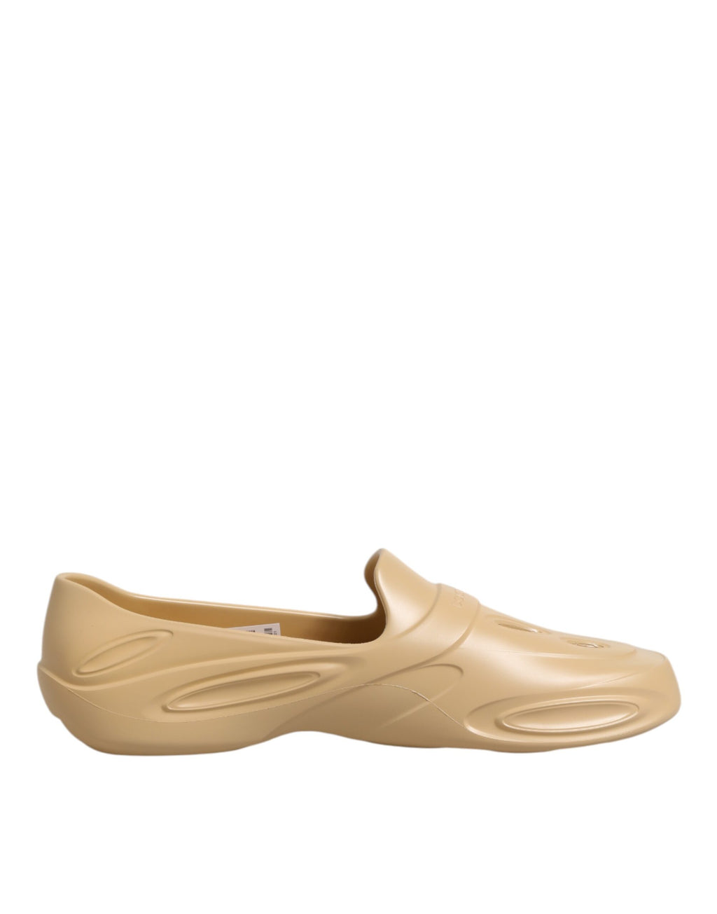 Chaussures Dolce & Gabbana en caoutchouc beige, baskets basses de style slide avec semelle plateforme, vue de face