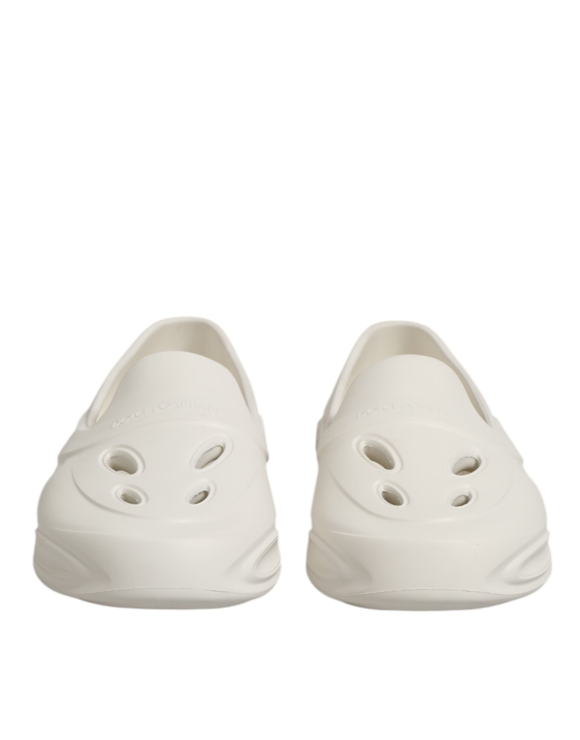 Chaussures Dolce & Gabbana en caoutchouc blanc, baskets basses modernes avec semelle confortable et design élégant.