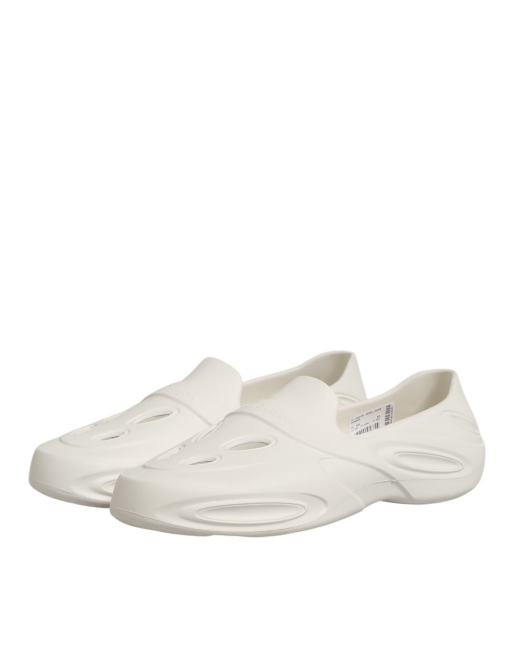 Chaussures Dolce & Gabbana en caoutchouc blanc, sandales plates à talon bas, baskets légères et confortables.