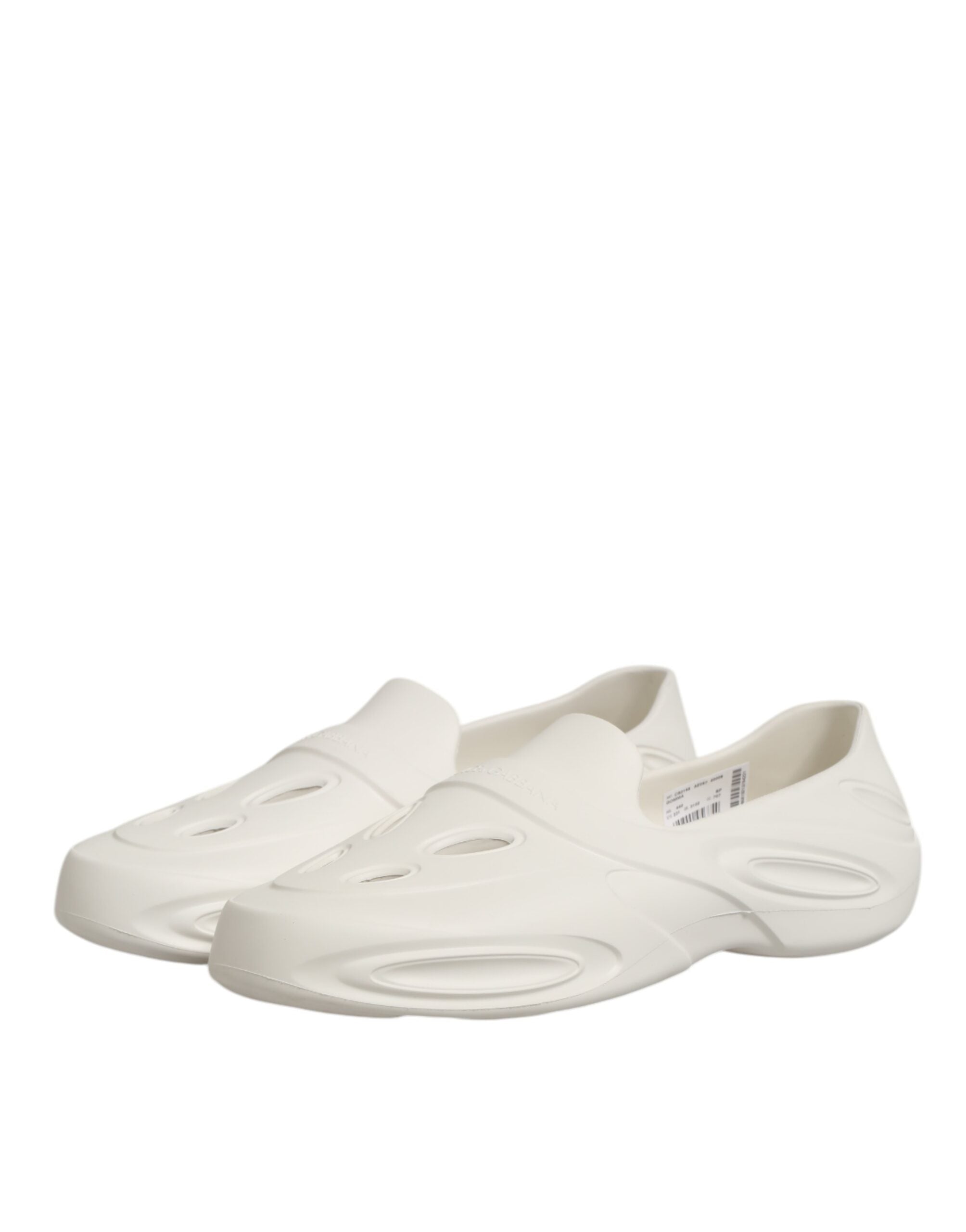Chaussures Dolce & Gabbana en caoutchouc blanc, sandales plates à talon bas, baskets légères et confortables.