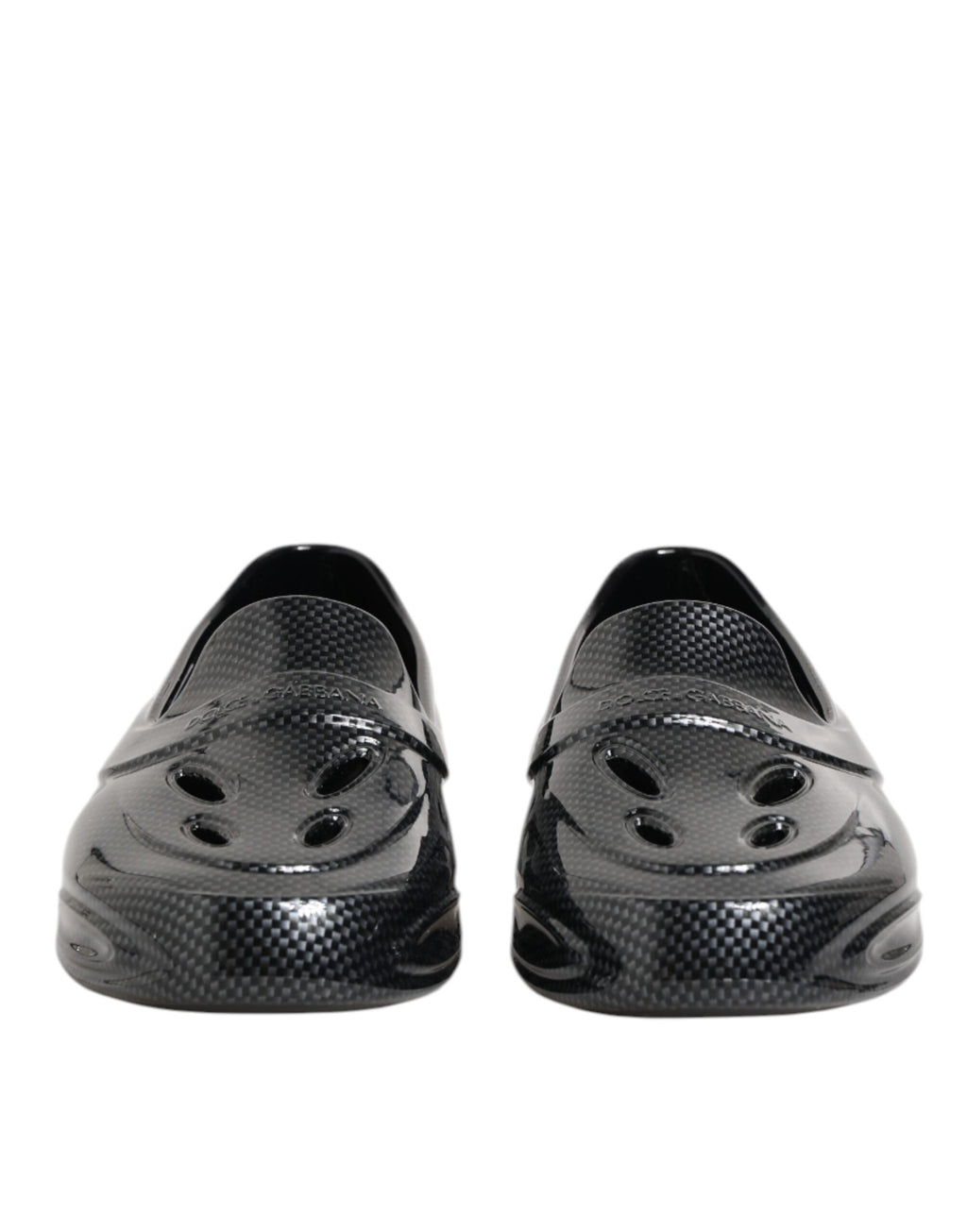 Chaussures Dolce & Gabbana, baskets basses en caoutchouc noir, sneakers modernes avec semelle plate et design épuré.