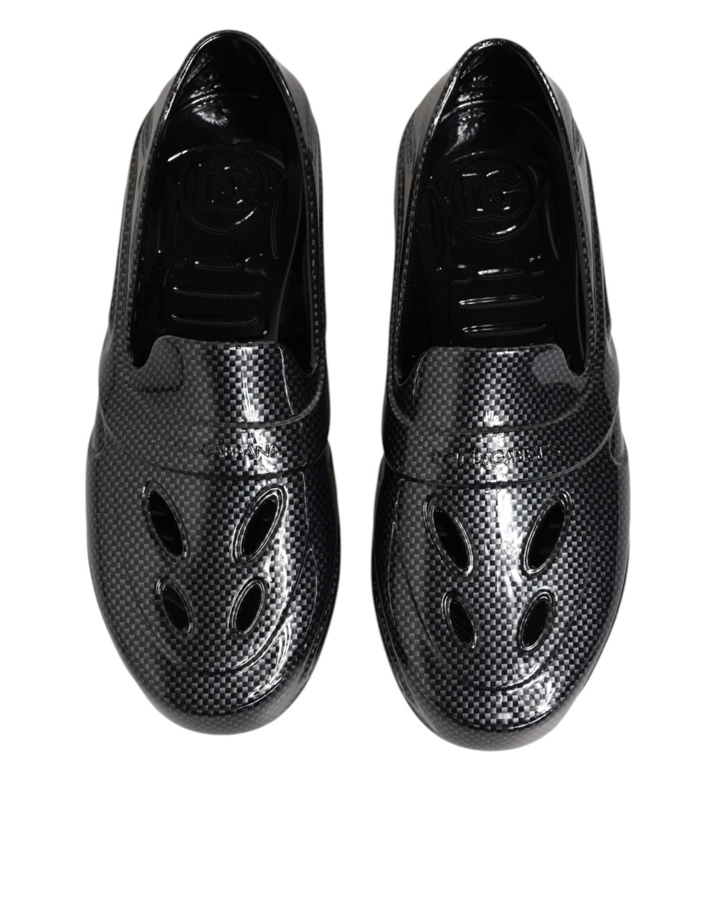 Chaussures Dolce & Gabbana sneakers basses en caoutchouc noir, style décontracté, vue de face