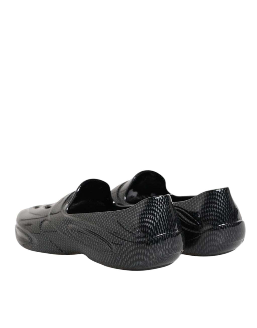Chaussures de sneakers basses en caoutchouc noir Dolce & Gabbana, style décontracté et moderne, vue de face.