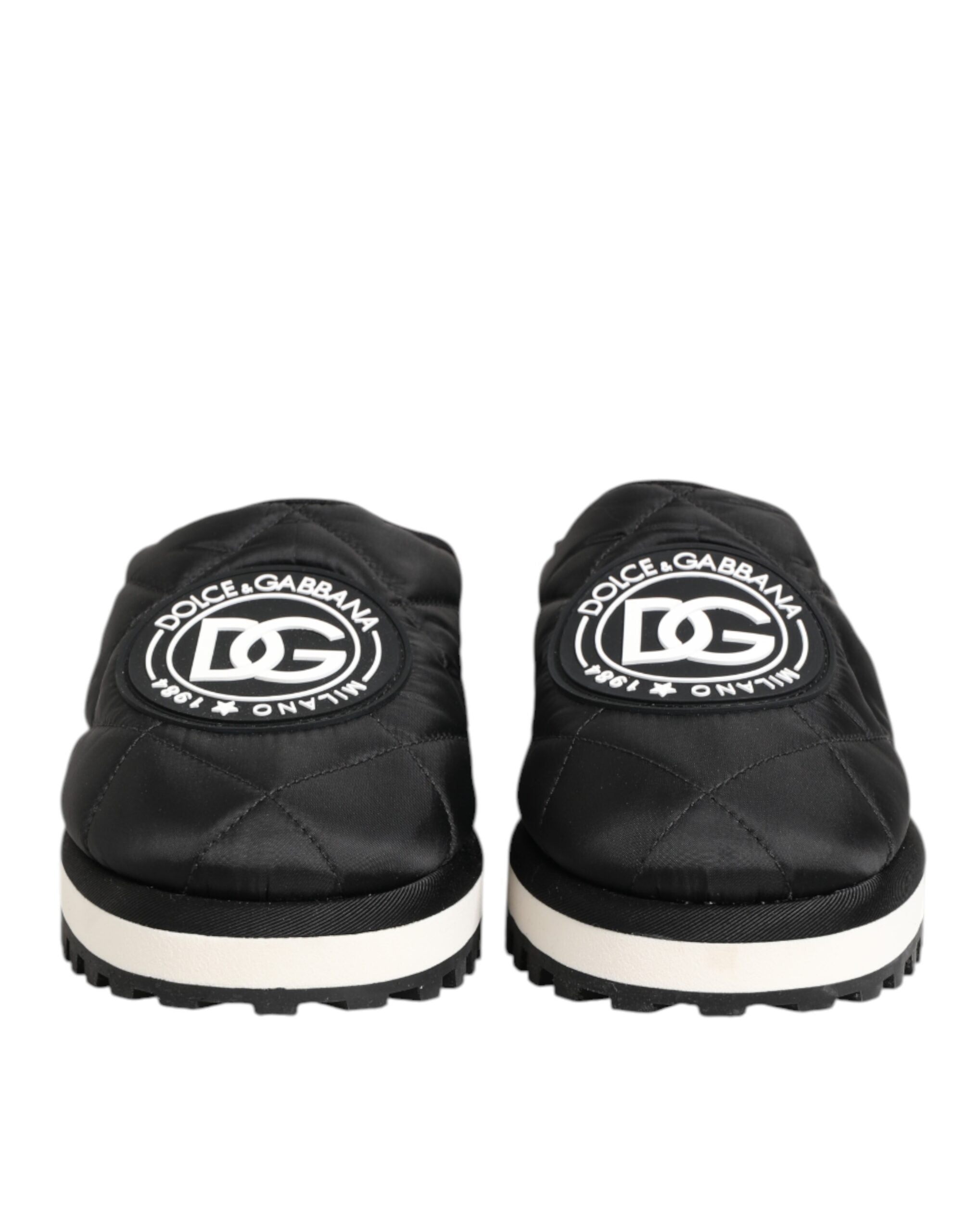 Chaussures de sport Dolce & Gabbana en nylon noir, baskets basses à enfiler élégantes et confortables pour hommes.