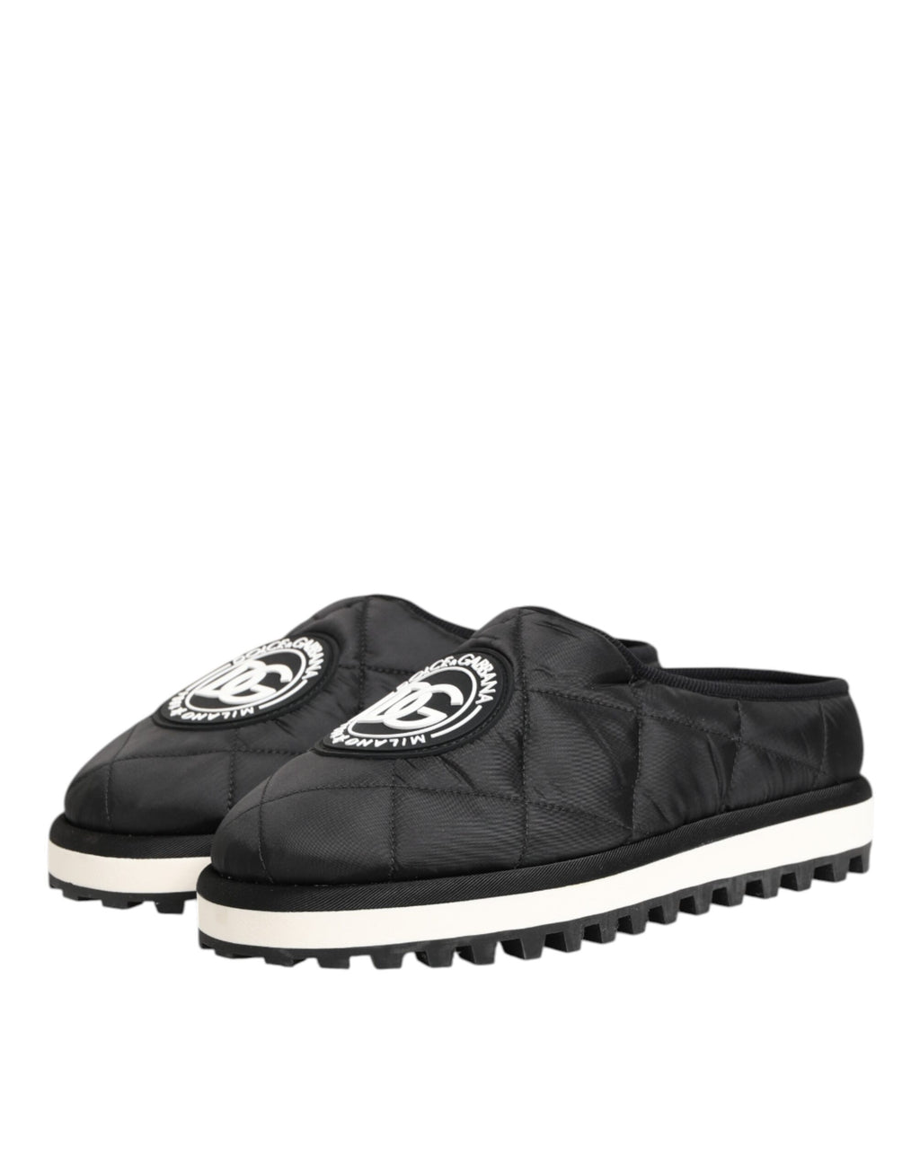 Chaussures sneakers basses en nylon noir de Dolce & Gabbana, slip-on, style décontracté et moderne.