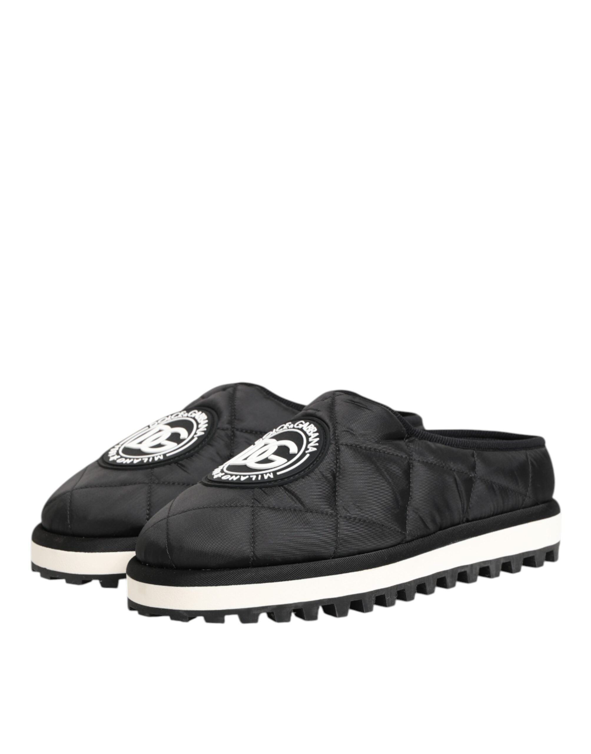 Chaussures sneakers basses en nylon noir de Dolce & Gabbana, slip-on, style décontracté et moderne.