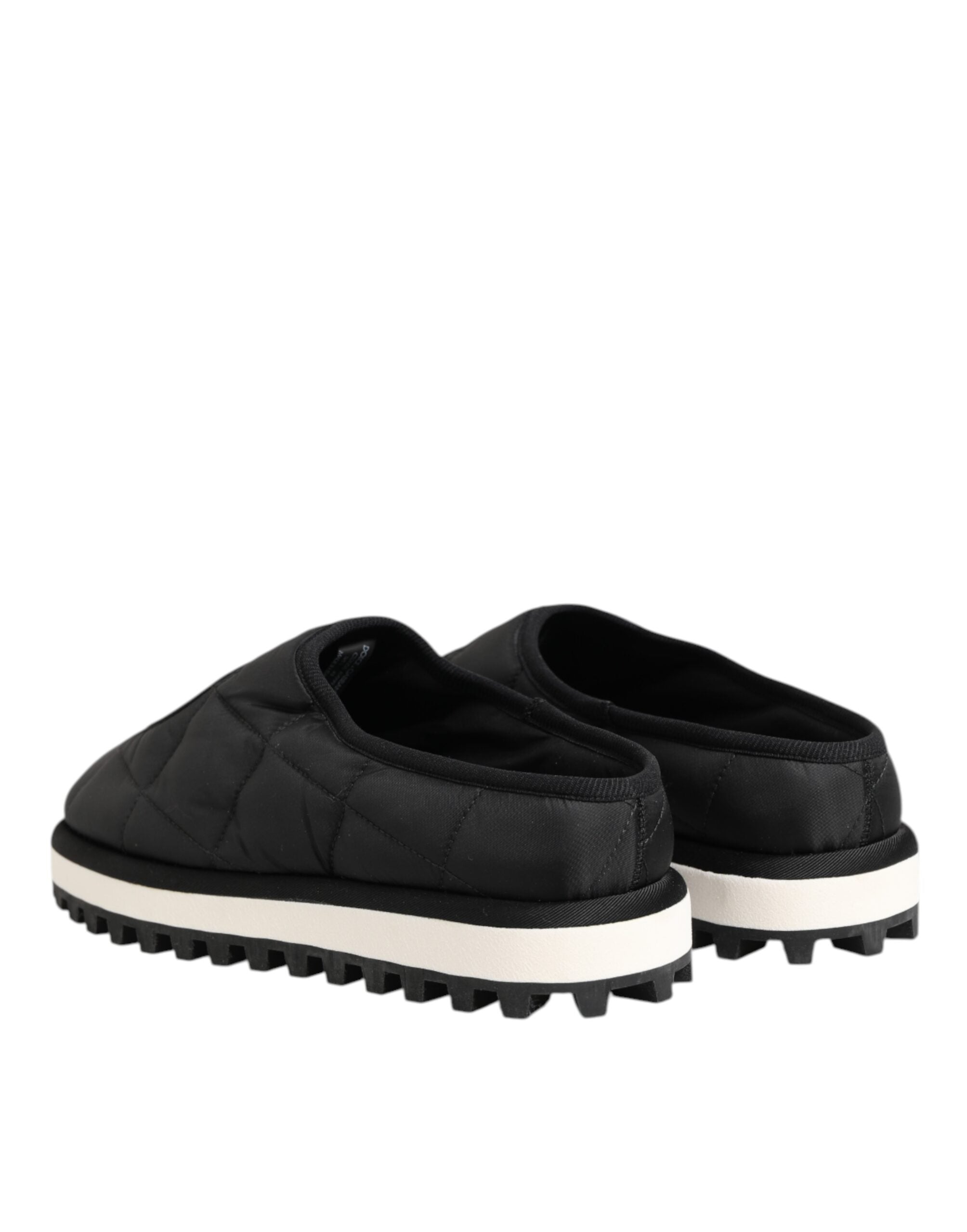Chaussures basses en nylon noir Dolce & Gabbana, chaussures slip-on décontractées pour homme.